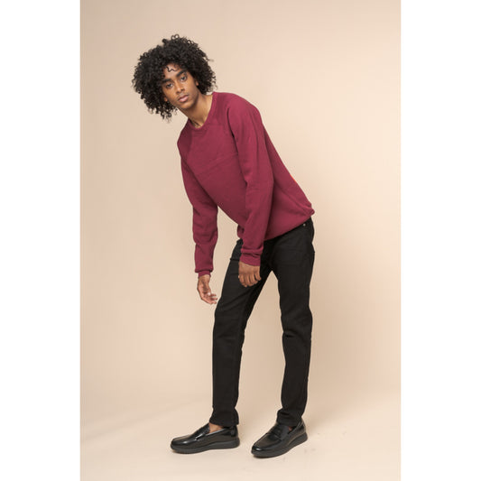 ZIM "Burgundy Opulence" Crew Neck Sweater for Men | Best Travel Clothes & Aesthetic Clothing