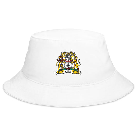 "Symbolic Vision" White Denim Embroidered Bucket Hat